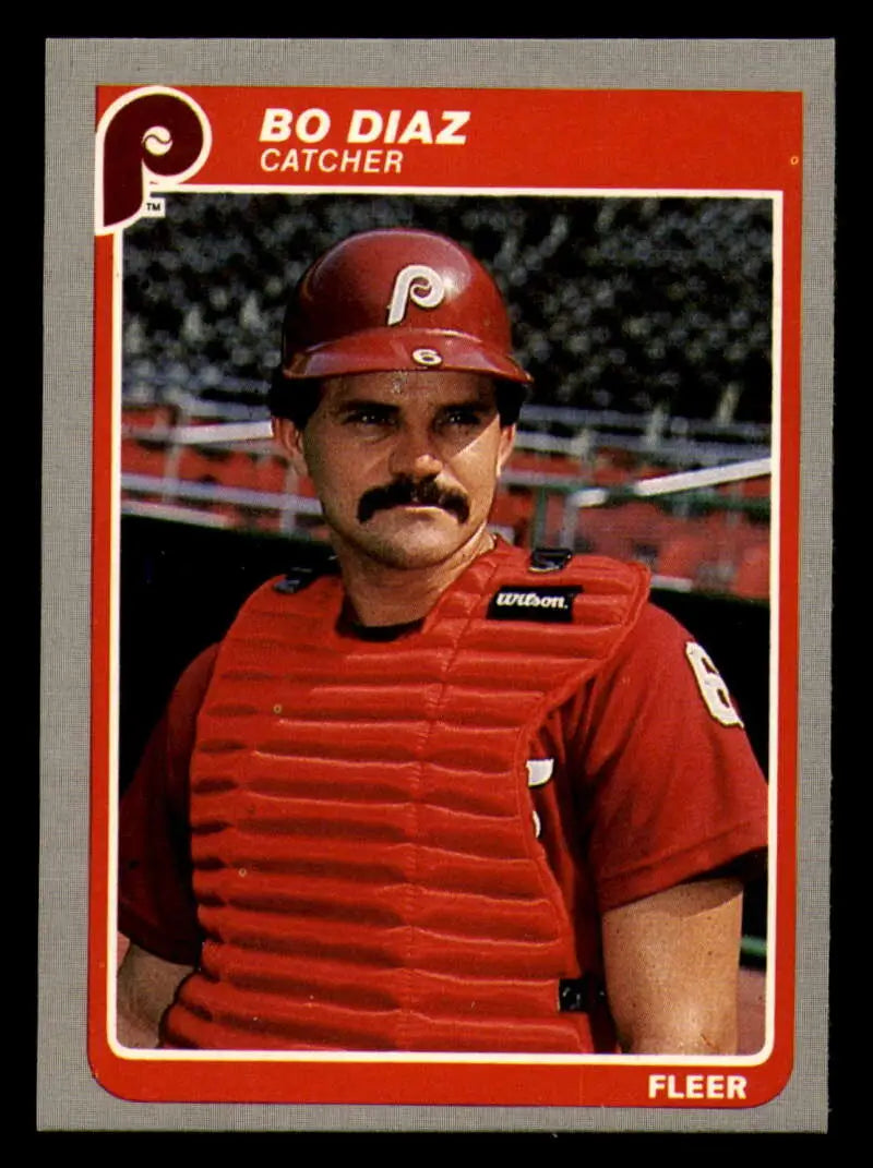 1985 Fleer #250 Bo Diaz EX Excellent Philadelphia Phillies Baseball Card - Baseball Card Single