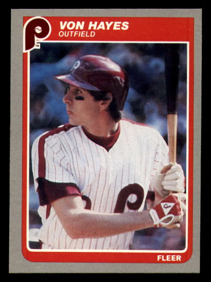 1985 Fleer #253 Von Hayes EX Excellent Philadelphia Phillies Baseball Card - Baseball Card Single