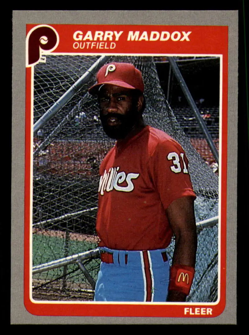1985 Fleer #259 Garry Maddox EX Excellent Philadelphia Phillies Baseball Card - Baseball Card Single