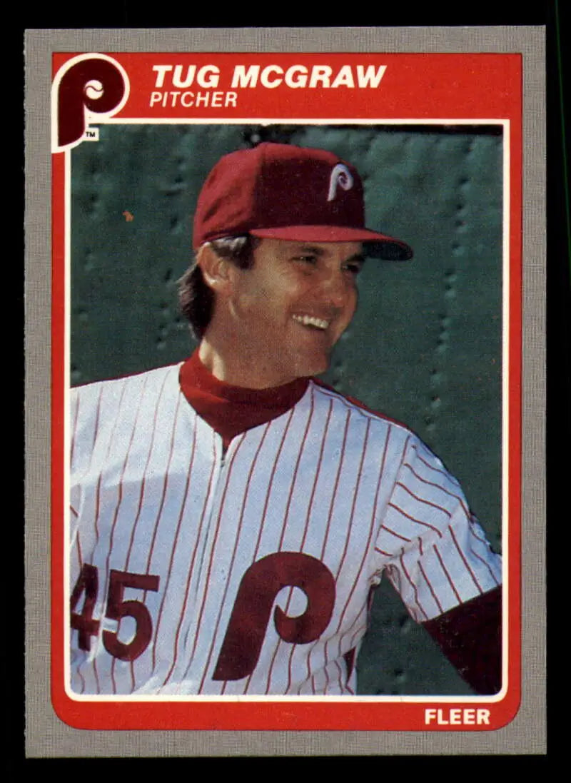 1985 Fleer #261 Tug Mcgraw EX Excellent Philadelphia Phillies Baseball Card - Baseball Card Single