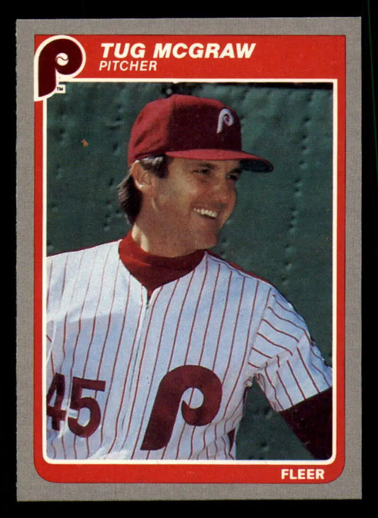 1985 Fleer #261 Tug Mcgraw EX Excellent Philadelphia Phillies Baseball Card - Baseball Card Single