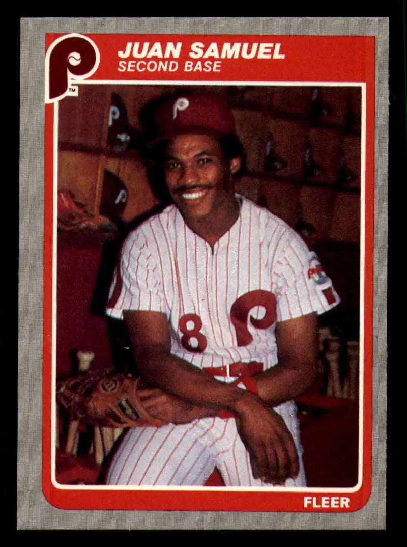1985 Fleer #264 Juan Samuel EX Excellent Philadelphia Phillies Baseball Card - Baseball Card Single