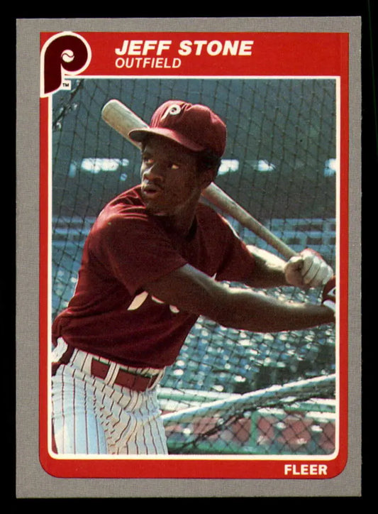 1985 Fleer #266 Jeff Stone EX Excellent Philadelphia Phillies Baseball Card - Baseball Card Single