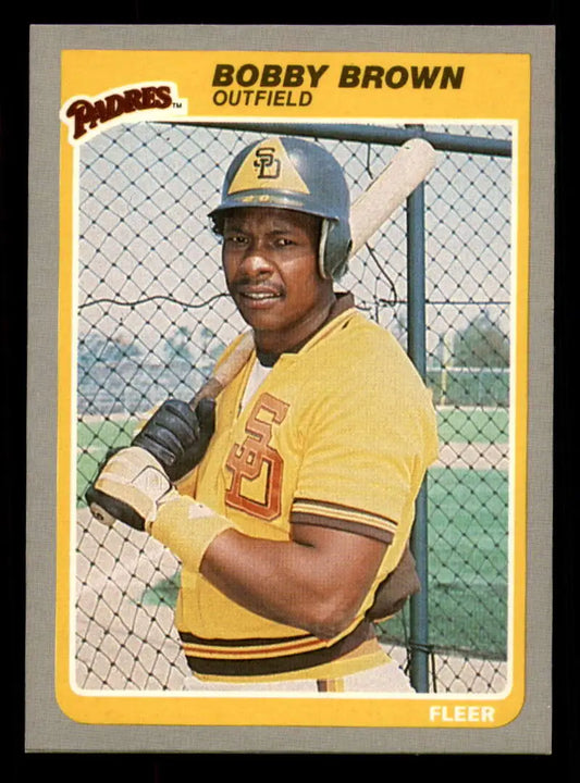 1985 Fleer #28 Bobby Brown EX Excellent San Diego Padres Baseball Card - Baseball Card Single