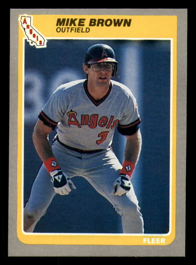 1985 Fleer #296 Mike Brown EX Excellent California Angels Baseball Card - Baseball Card Single