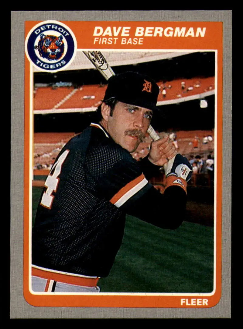 1985 Fleer #3 Dave Bergman EX Excellent Detroit Tigers Baseball Card - Baseball Card Single