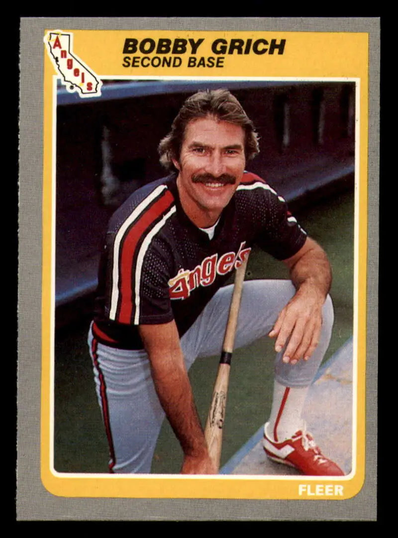 1985 Fleer #302 Bobby Grich EX Excellent California Angels Baseball Card - Baseball Card Single