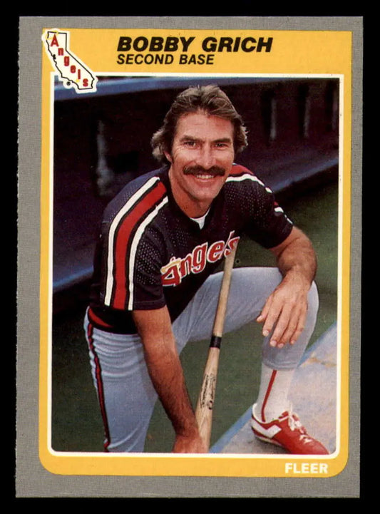1985 Fleer #302 Bobby Grich EX Excellent California Angels Baseball Card - Baseball Card Single