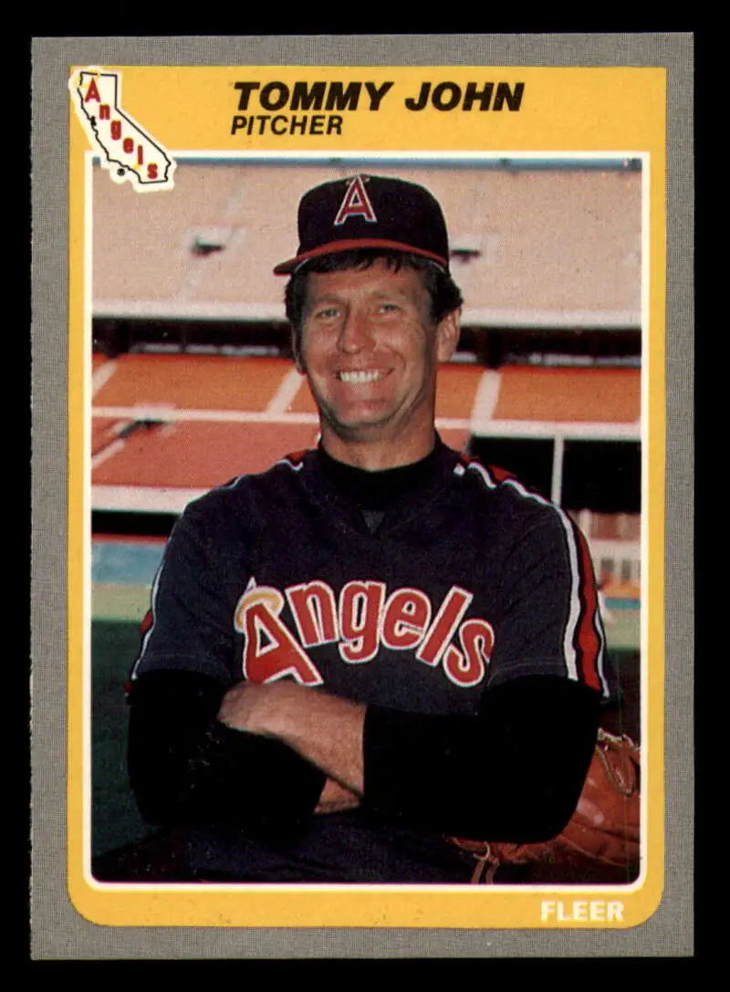 1985 Fleer #304 Tommy John EX Excellent California Angels Baseball Card - Baseball Card Single