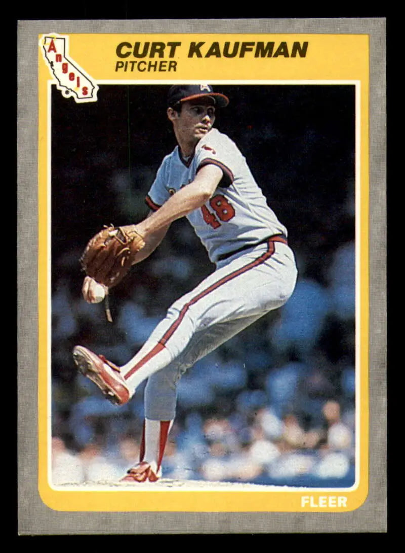 1985 Fleer #305 Curt Kaufman EX Excellent RC Rookie California Angels Baseball Card - Baseball Card Single