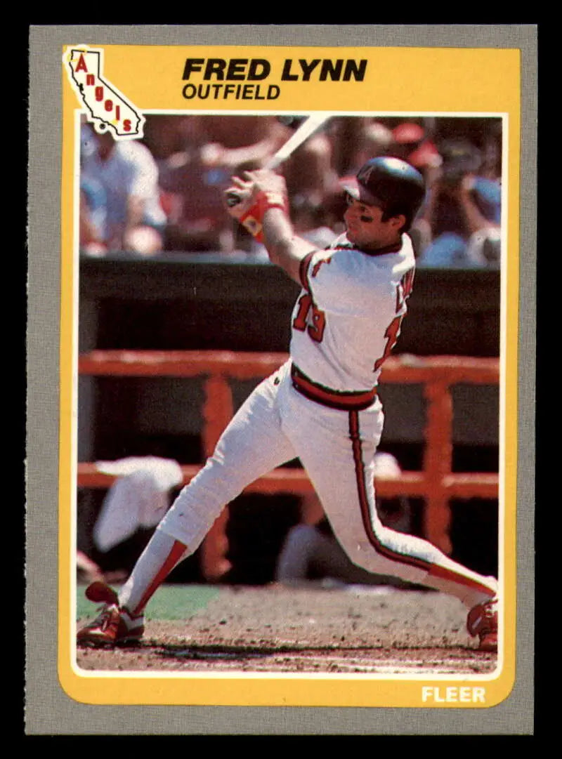 1985 Fleer #307 Fred Lynn EX Excellent California Angels Baseball Card - Baseball Card Single