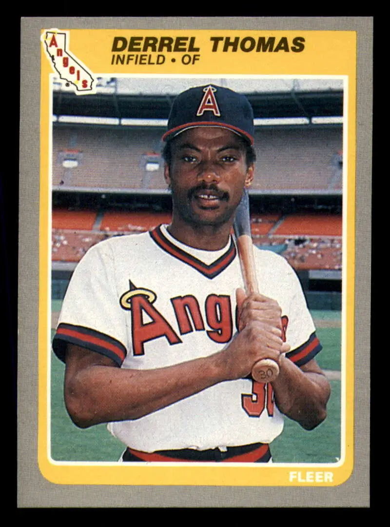 1985 Fleer #314 Derrel Thomas EX Excellent California Angels Baseball Card - Baseball Card Single
