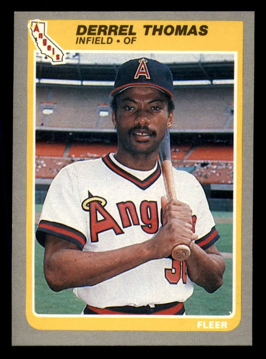 1985 Fleer #314 Derrel Thomas EX Excellent California Angels Baseball Card - Baseball Card Single