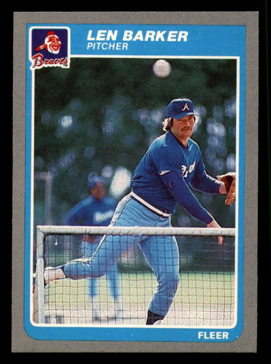 1985 Fleer #318 Len Barker EX Excellent Atlanta Braves Baseball Card - Baseball Card Single