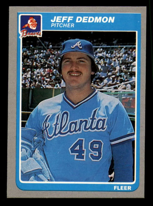 1985 Fleer #323 Jeff Dedmon EX Excellent RC Rookie Atlanta Braves Baseball Card - Baseball Card Single