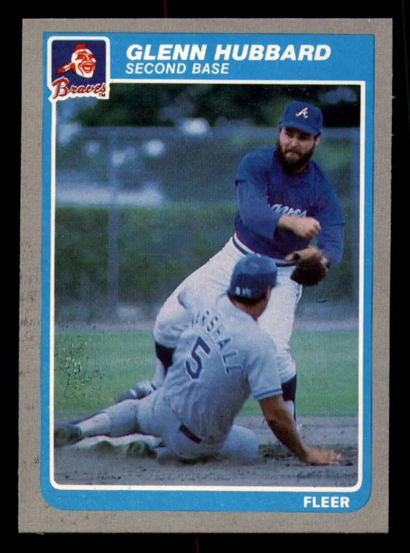 1985 Fleer #329 Glenn Hubbard EX Excellent Atlanta Braves Baseball Card - Baseball Card Single