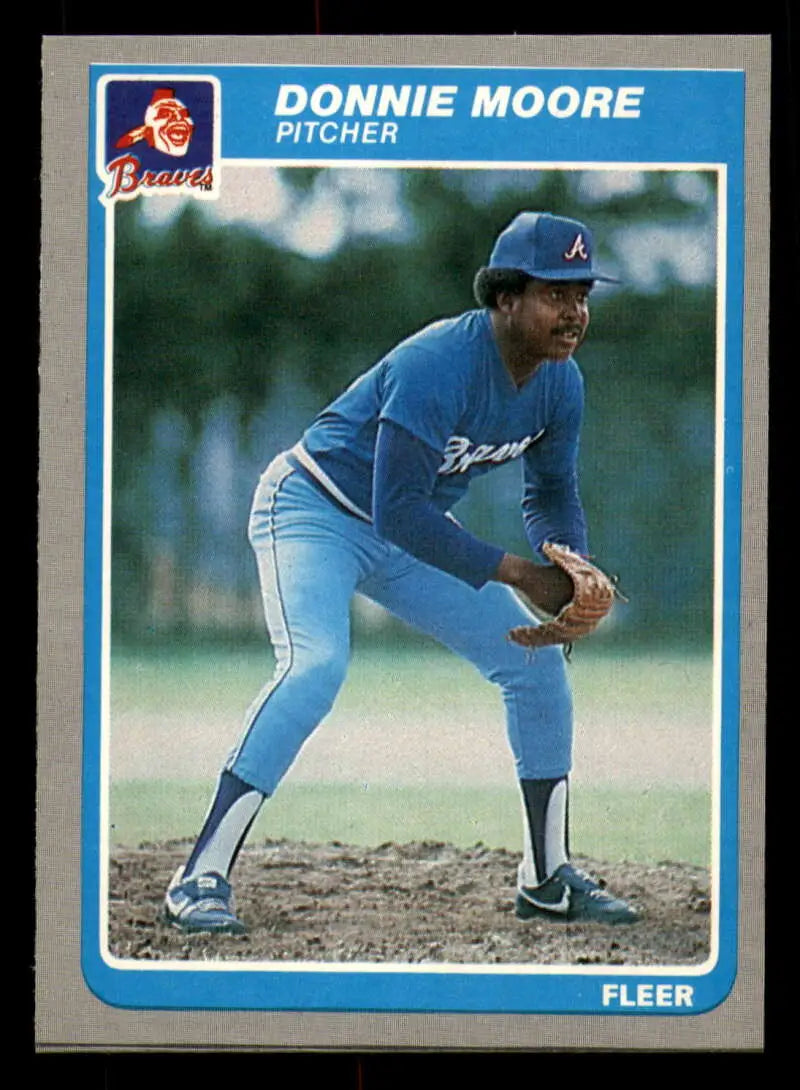 1985 Fleer #334 Donnie Moore EX Excellent Atlanta Braves Baseball Card - Baseball Card Single