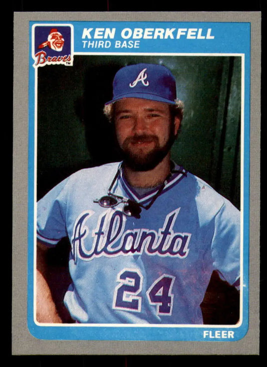 1985 Fleer #336 Ken Oberkfell EX Excellent Atlanta Braves Baseball Card - Baseball Card Single