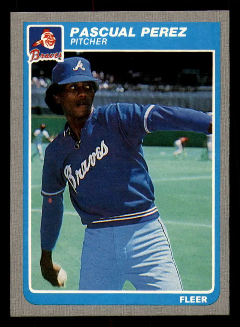 1985 Fleer #337 Pascual Perez EX Excellent Atlanta Braves Baseball Card - Baseball Card Single