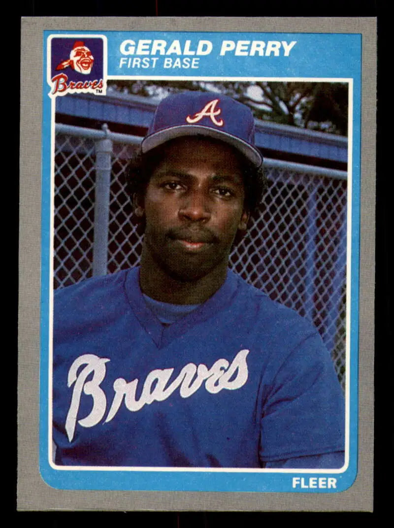 1985 Fleer #338 Gerald Perry EX Excellent Atlanta Braves Baseball Card - Baseball Card Single