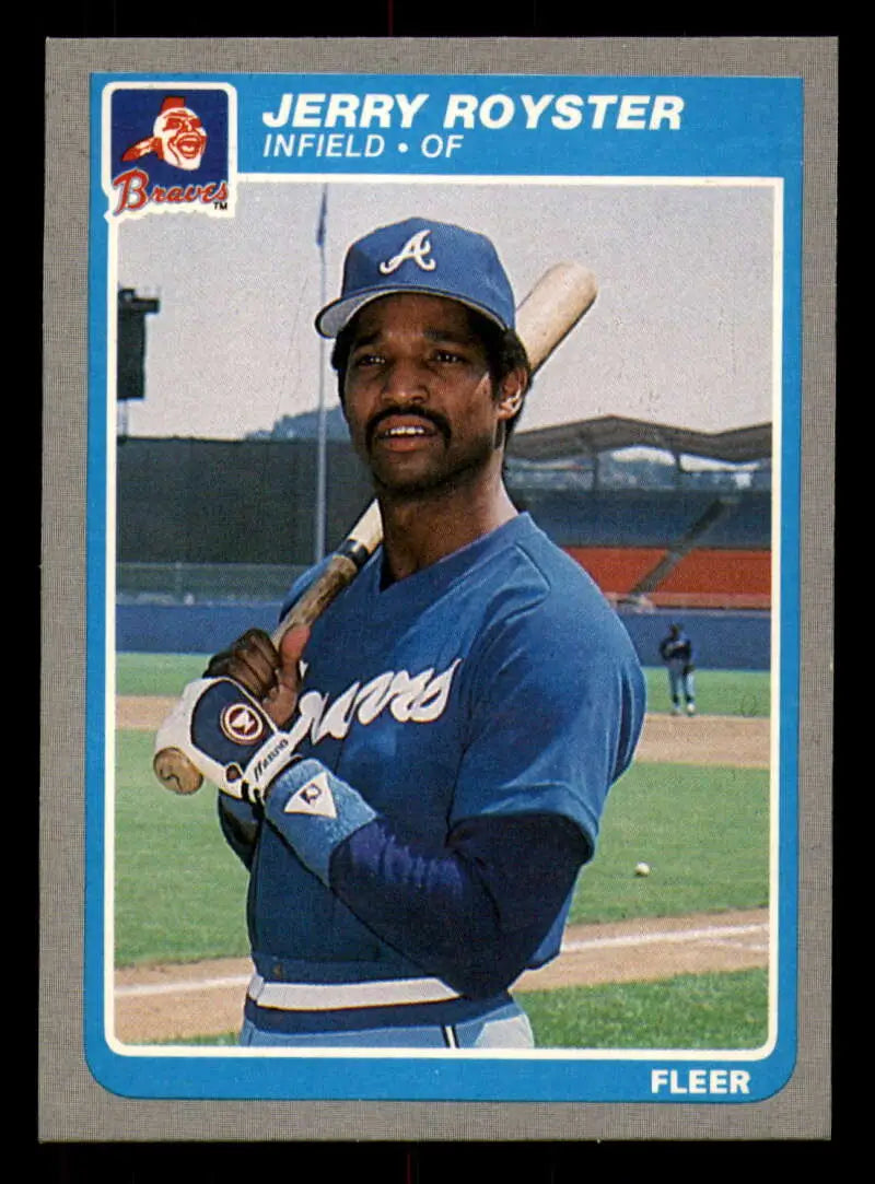1985 Fleer #340 Jerry Royster EX Excellent Atlanta Braves Baseball Card - Baseball Card Single