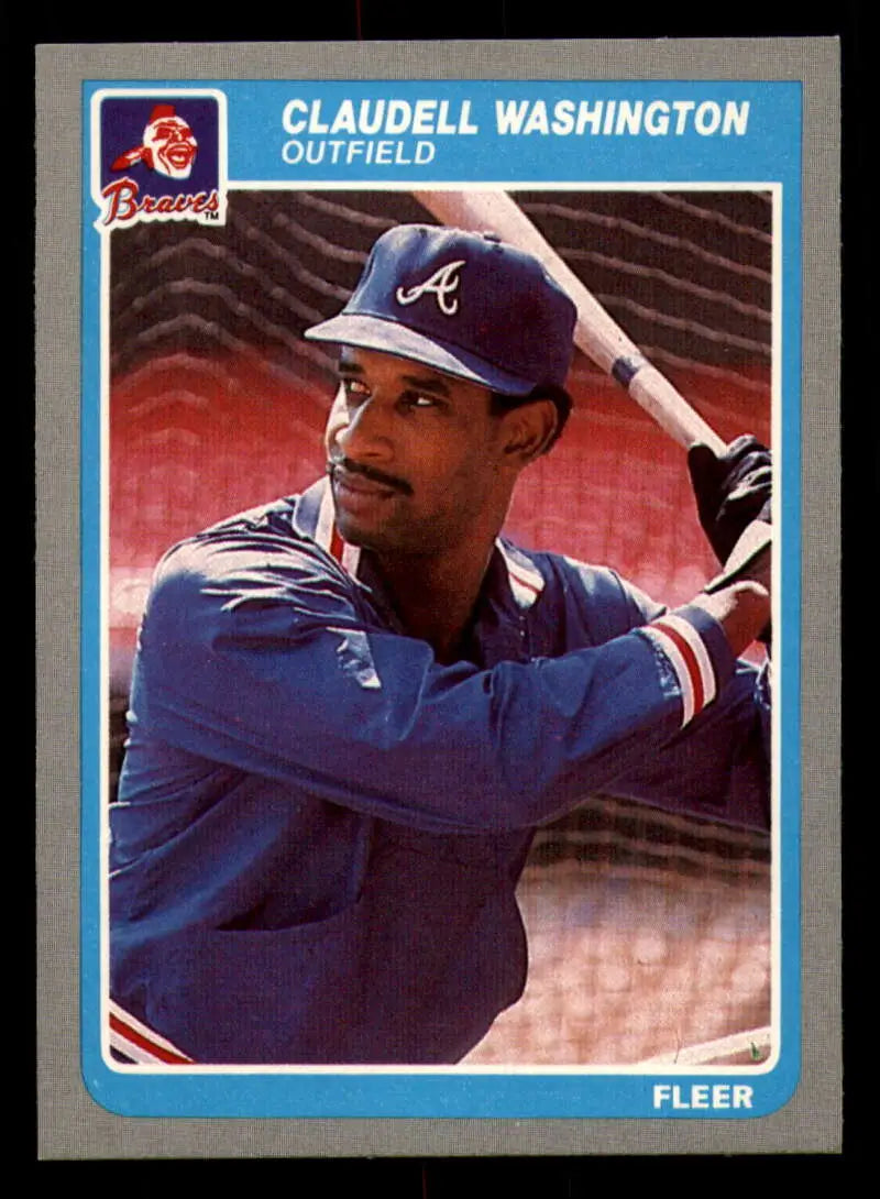 1985 Fleer #342 Claudell Washington EX Excellent Atlanta Braves Baseball Card - Baseball Card Single