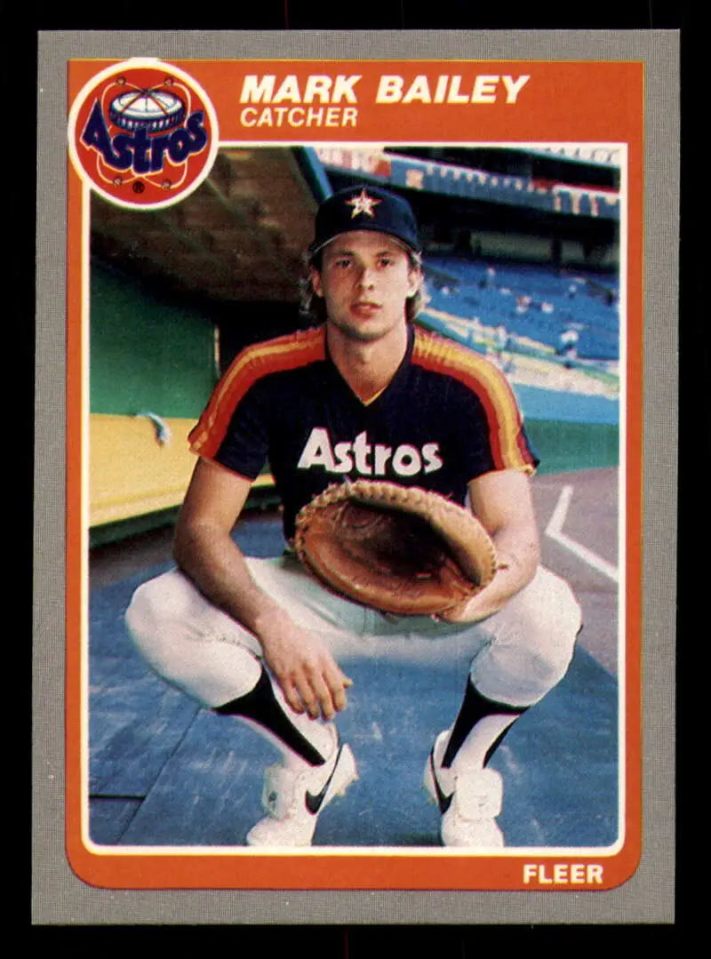 1985 Fleer #344 Mark Bailey EX Excellent RC Rookie Houston Astros Baseball Card - Baseball Card Single