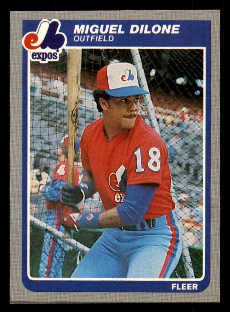 1985 Fleer #395 Miguel Dilone EX Excellent Montreal Expos Baseball Card - Baseball Card Single