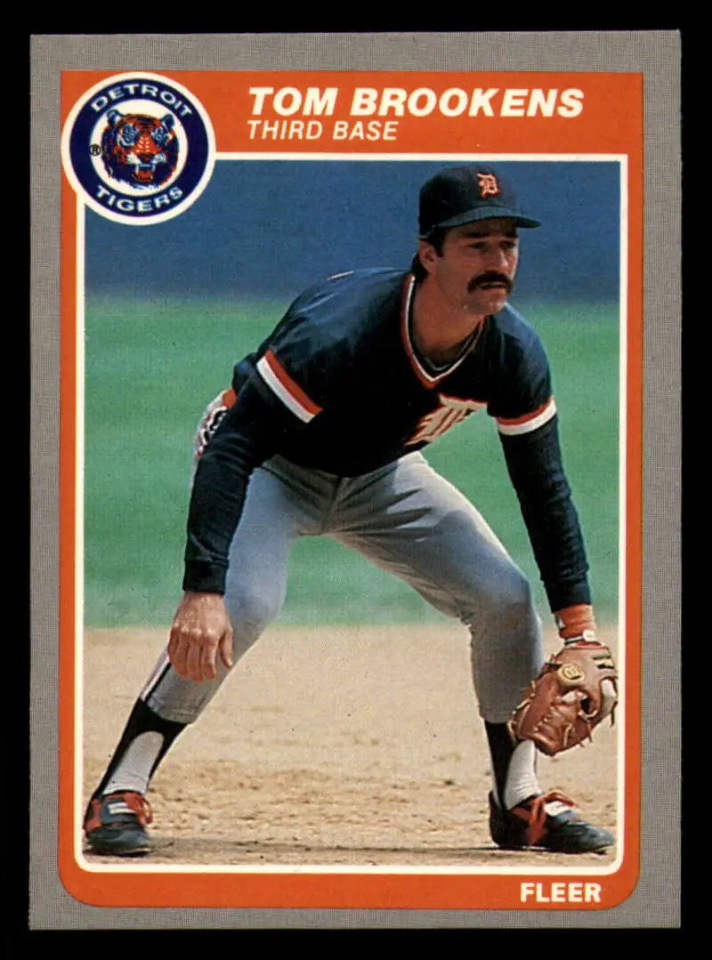 1985 Fleer #4 Tom Brookens EX Excellent Detroit Tigers Baseball Card - Baseball Card Single