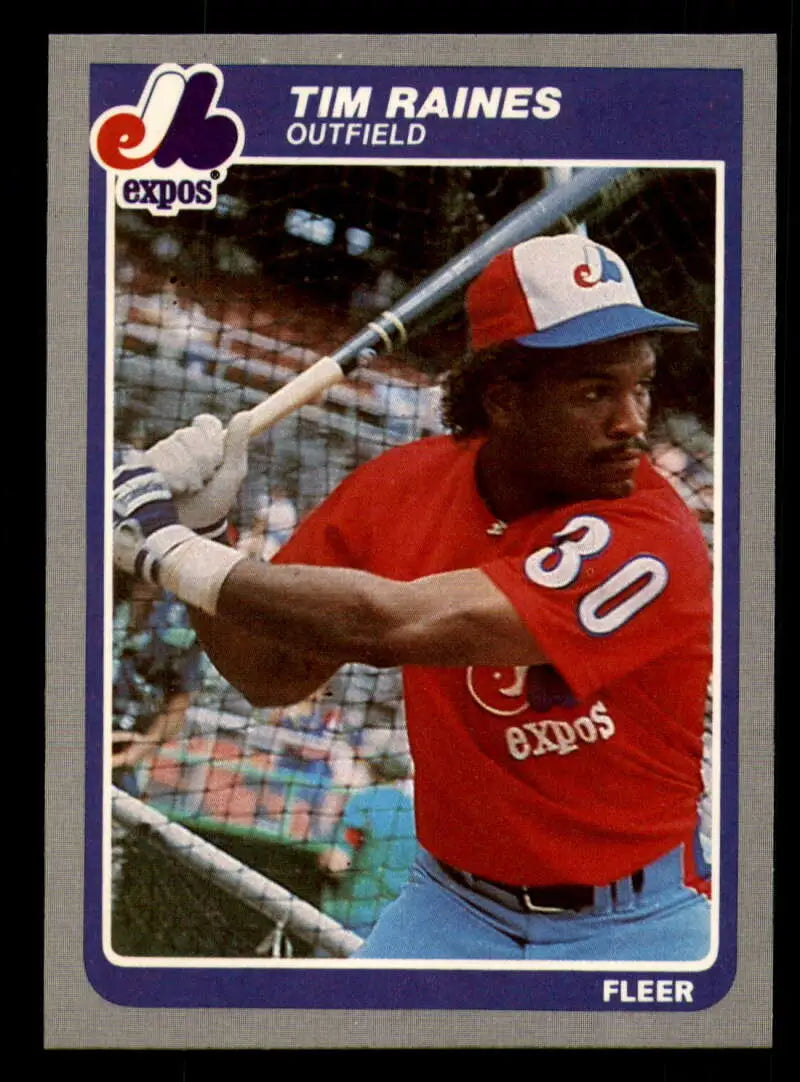 1985 Fleer #405 Tim Raines EX Excellent Montreal Expos Baseball Card - Baseball Card Single