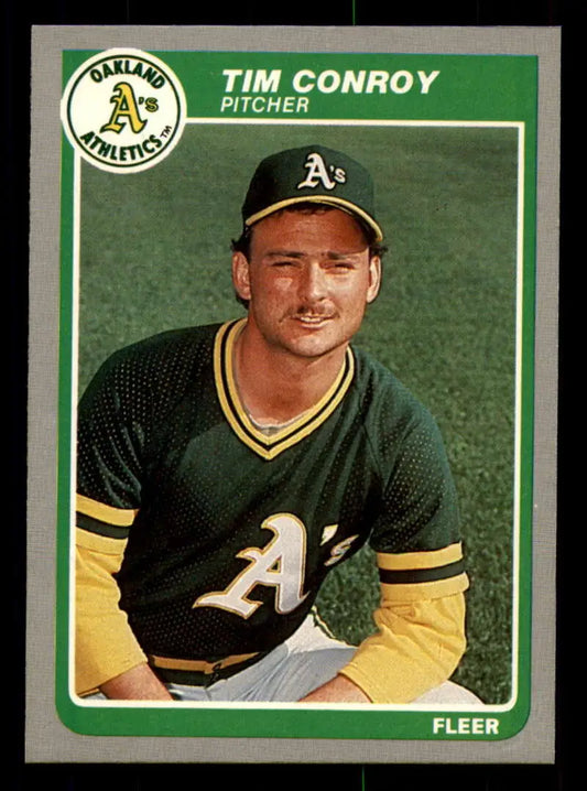 1985 Fleer #421 Tim Conroy EX Excellent Oakland Athletics Baseball Card - Baseball Card Single