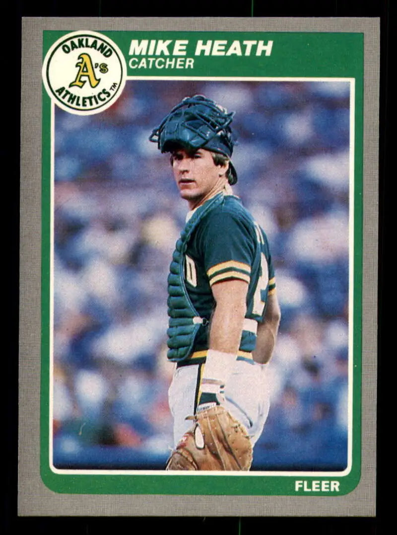 1985 Fleer #424 Mike Heath EX Excellent Oakland Athletics Baseball Card - Baseball Card Single