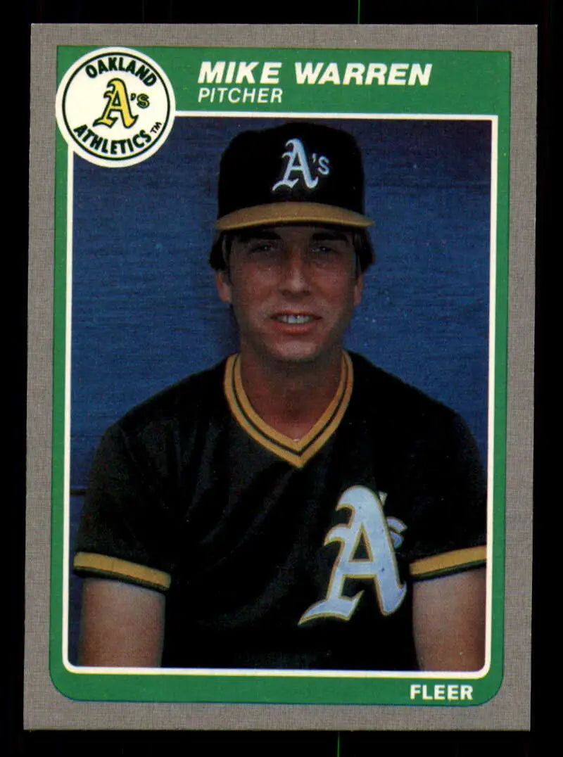1985 Fleer #435 Mike Warren EX Excellent Oakland Athletics Baseball Card - Baseball Card Single