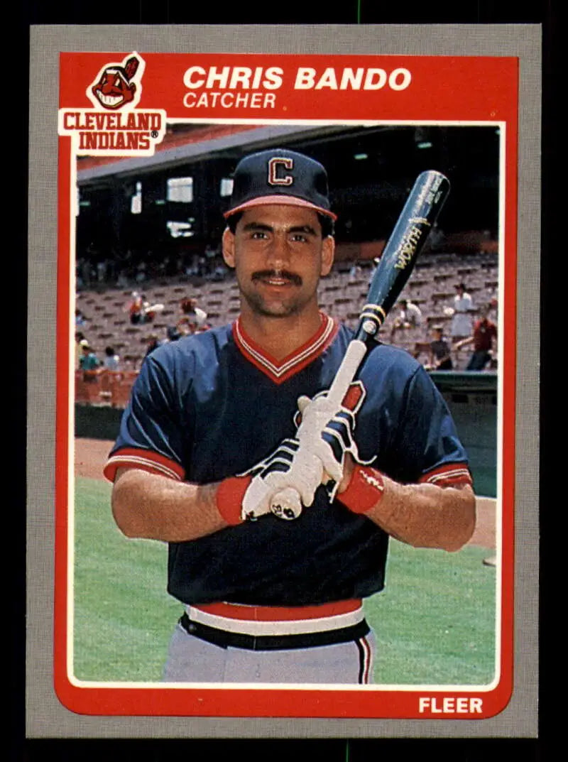 1985 Fleer #438 Chris Bando EX Excellent Cleveland Indians Baseball Card - Baseball Card Single