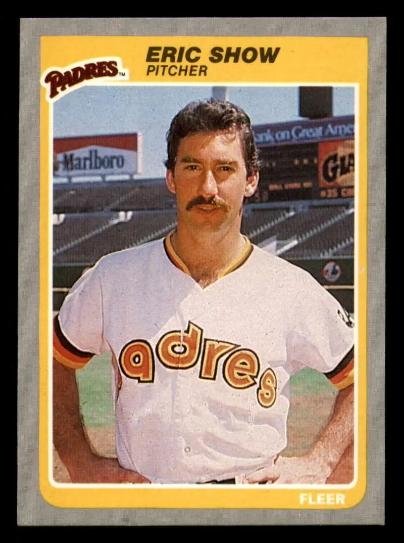 1985 Fleer #44 Eric Show EX Excellent San Diego Padres Baseball Card - Baseball Card Single