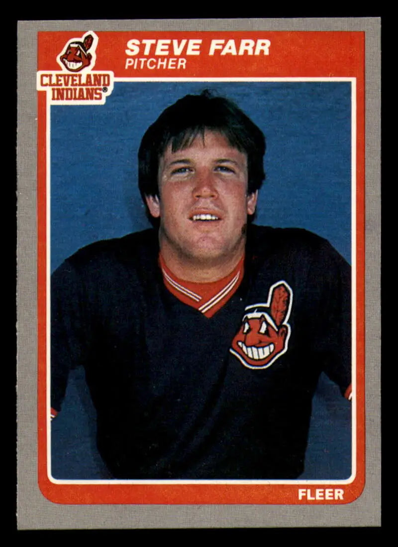 1985 Fleer #446 Steve Farr EX Excellent RC Rookie Cleveland Indians Baseball Card