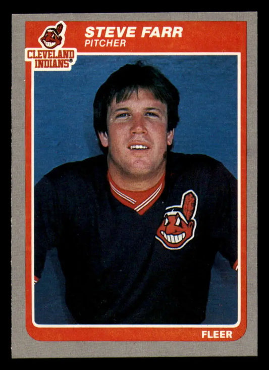1985 Fleer #446 Steve Farr EX Excellent RC Rookie Cleveland Indians Baseball Card - Baseball Card Single