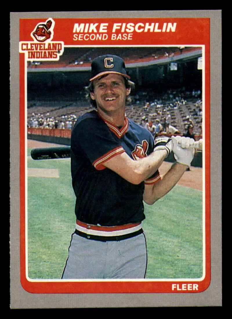 1985 Fleer #447 Mike Fischlin EX Excellent Cleveland Indians Baseball Card - Baseball Card Single