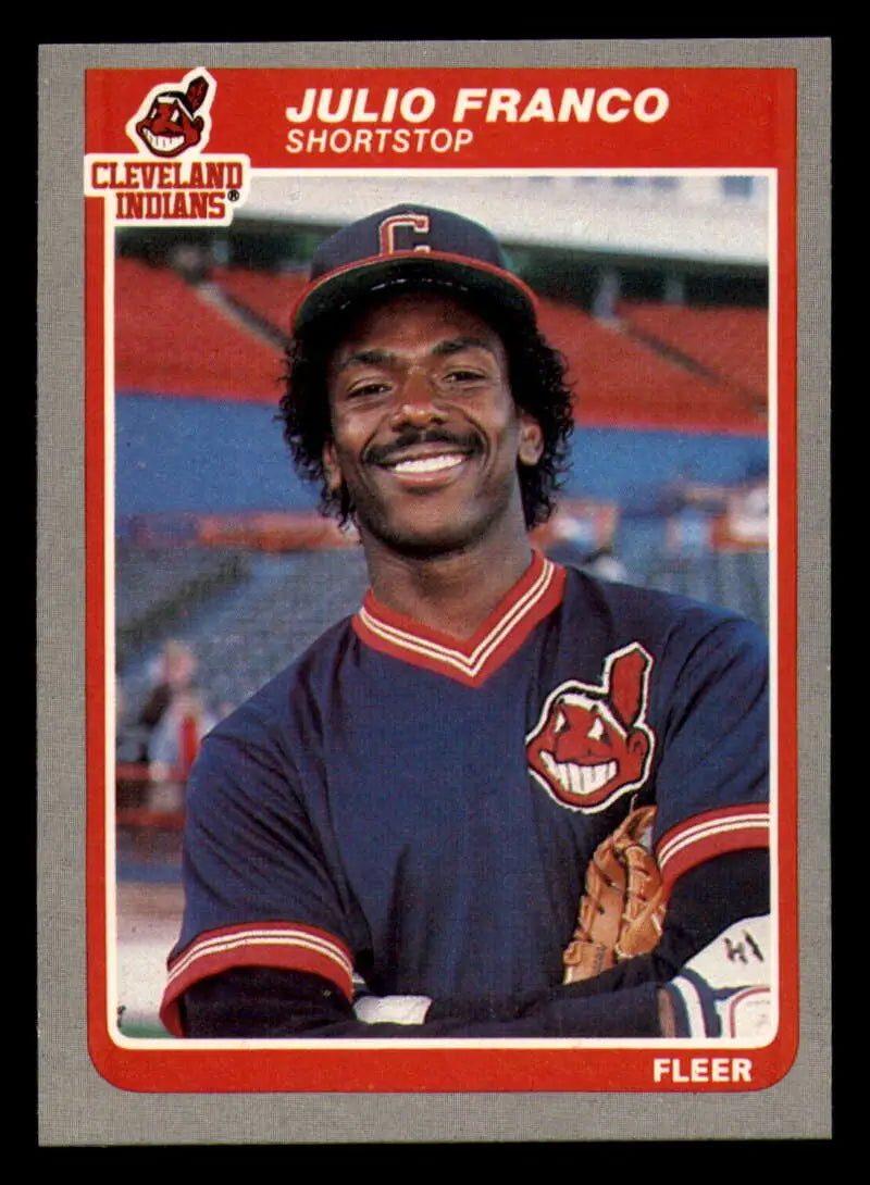 1985 Fleer #448 Julio Franco EX Excellent Cleveland Indians Baseball Card - Baseball Card Single