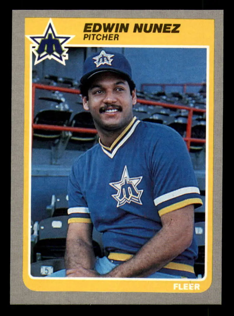 1985 Fleer #496 Edwin Nunez EX Excellent Seattle Mariners Baseball Card - Baseball Card Single