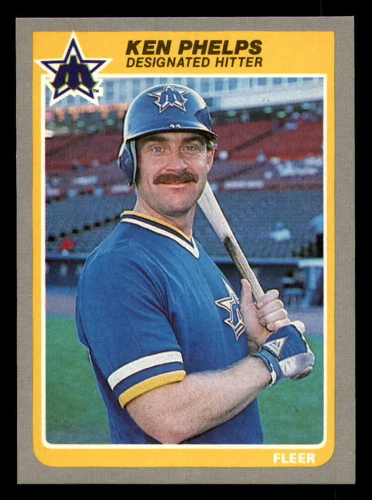 1985 Fleer #499 Ken Phelps EX Excellent Seattle Mariners Baseball Card - Baseball Card Single