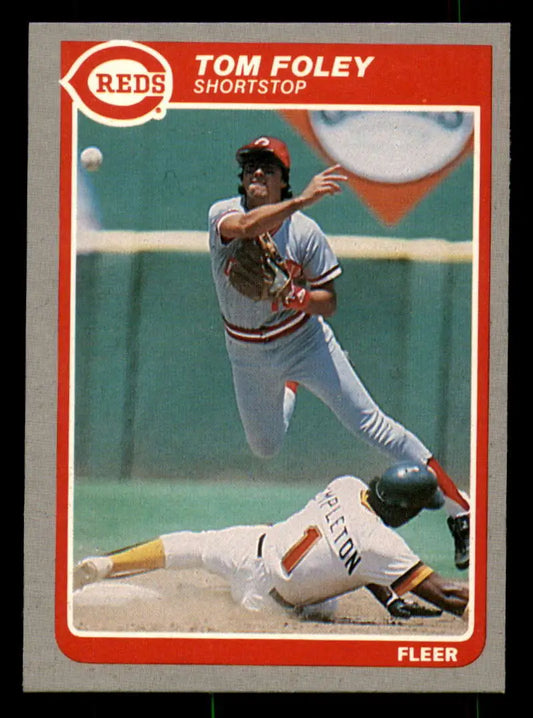 1985 Fleer #535 Tom Foley EX Excellent Cincinnati Reds Baseball Card - Baseball Card Single