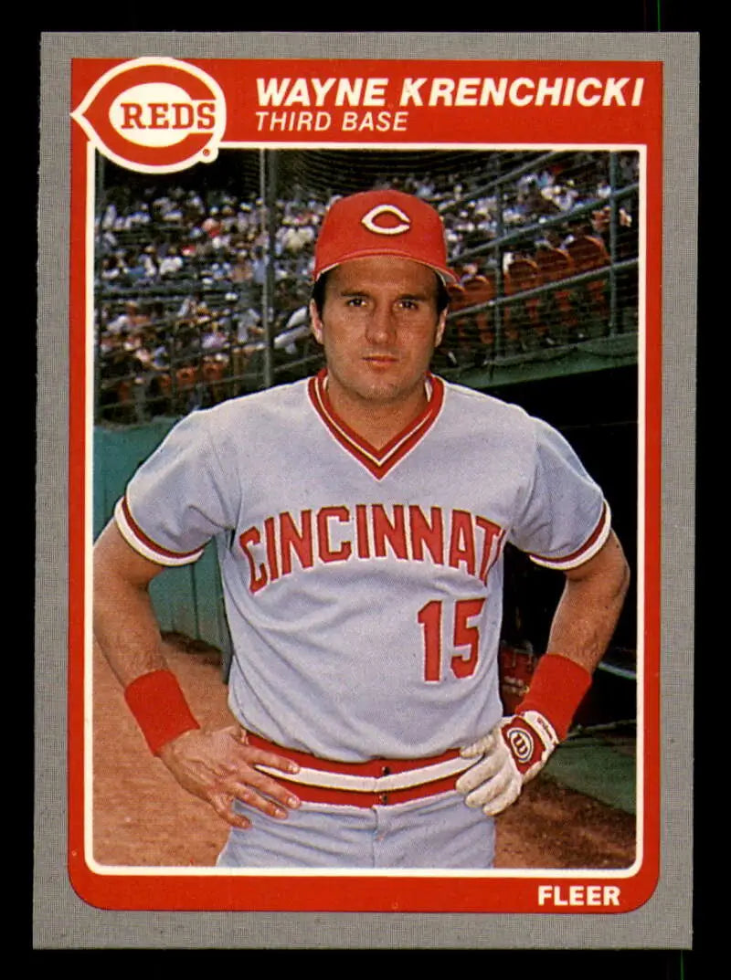 1985 Fleer #539 Wayne Krenchicki EX Excellent Cincinnati Reds Baseball Card - Baseball Card Single