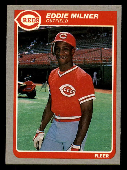 1985 Fleer #541 Eddie Milner EX Excellent Cincinnati Reds Baseball Card - Baseball Card Single