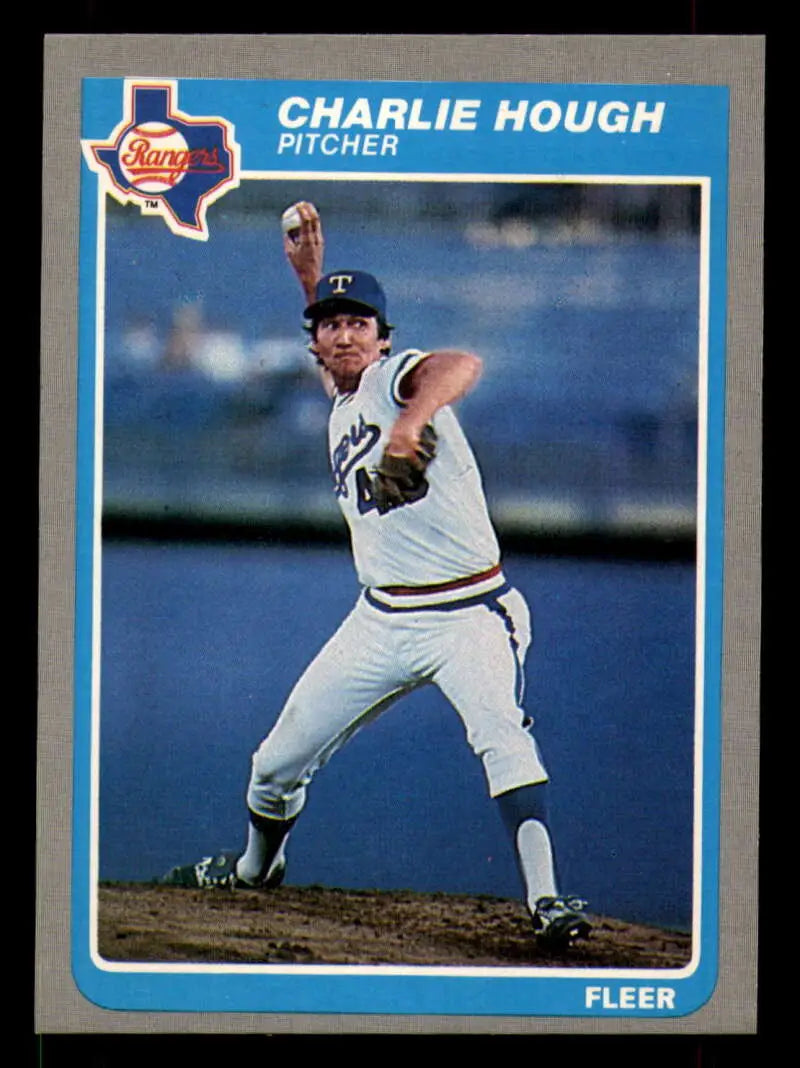 1985 Fleer #558 Charlie Hough EX Excellent Texas Rangers Baseball Card - Baseball Card Single