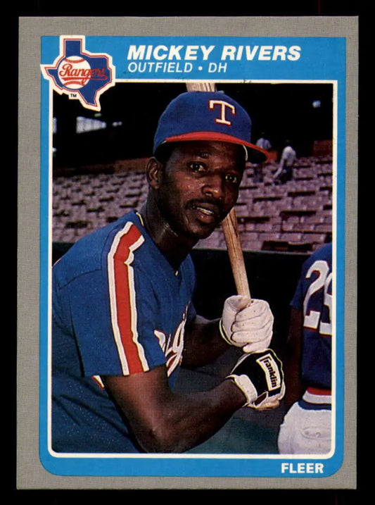 1985 Fleer #565 Mickey Rivers EX Excellent Texas Rangers Baseball Card - Baseball Card Single