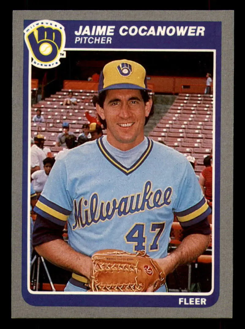 1985 Fleer #579 Jaime Cocanower EX Excellent RC Rookie Milwaukee Brewers Baseball Card - Baseball Card Single