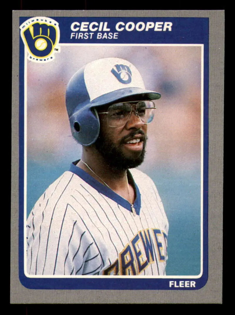 1985 Fleer #580 Cecil Cooper EX Excellent Milwaukee Brewers Baseball Card - Baseball Card Single