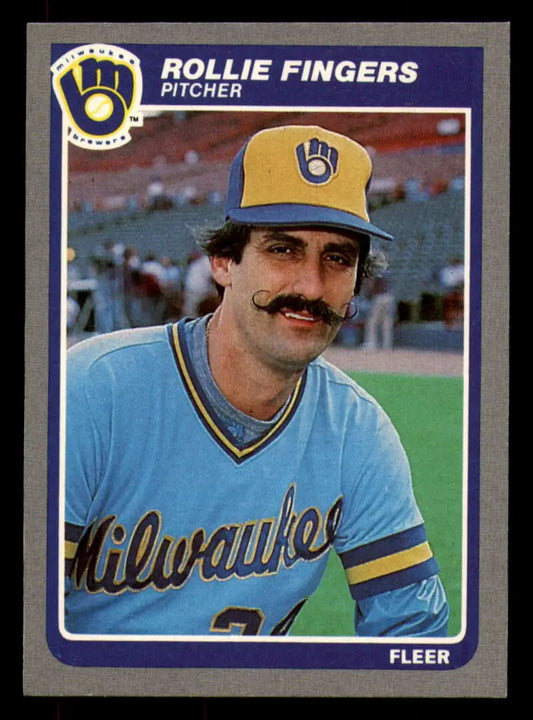 1985 Fleer #581 Rollie Fingers EX Excellent Milwaukee Brewers Baseball Card - Baseball Card Single