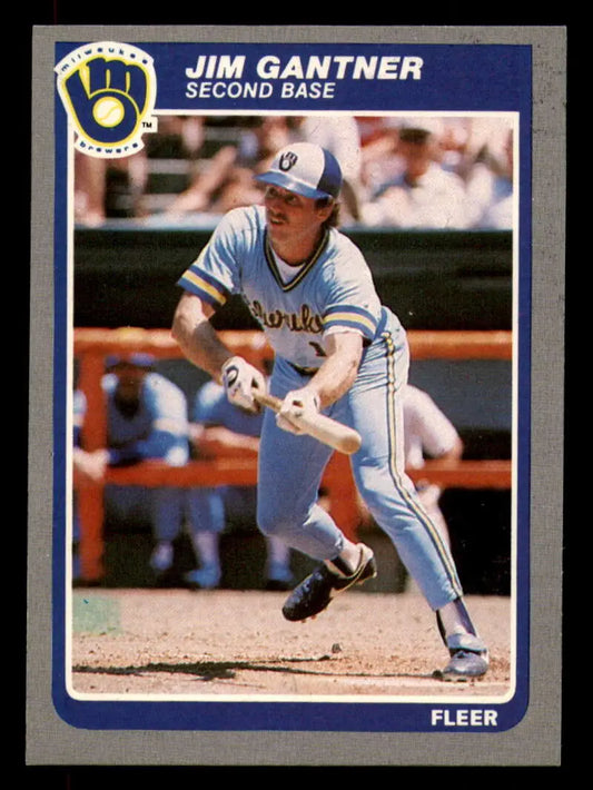 1985 Fleer #582 Jim Gantner EX Excellent Milwaukee Brewers Baseball Card - Baseball Card Single